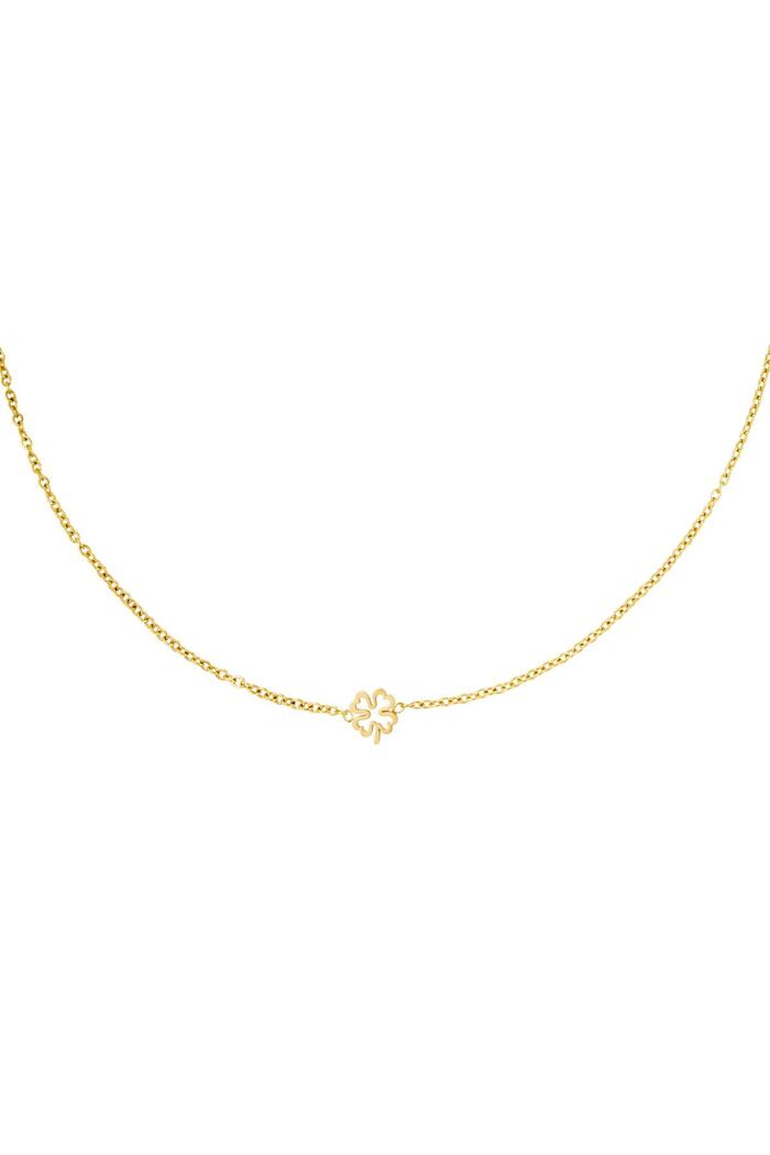Necklace open clover Gold Stainless Steel 