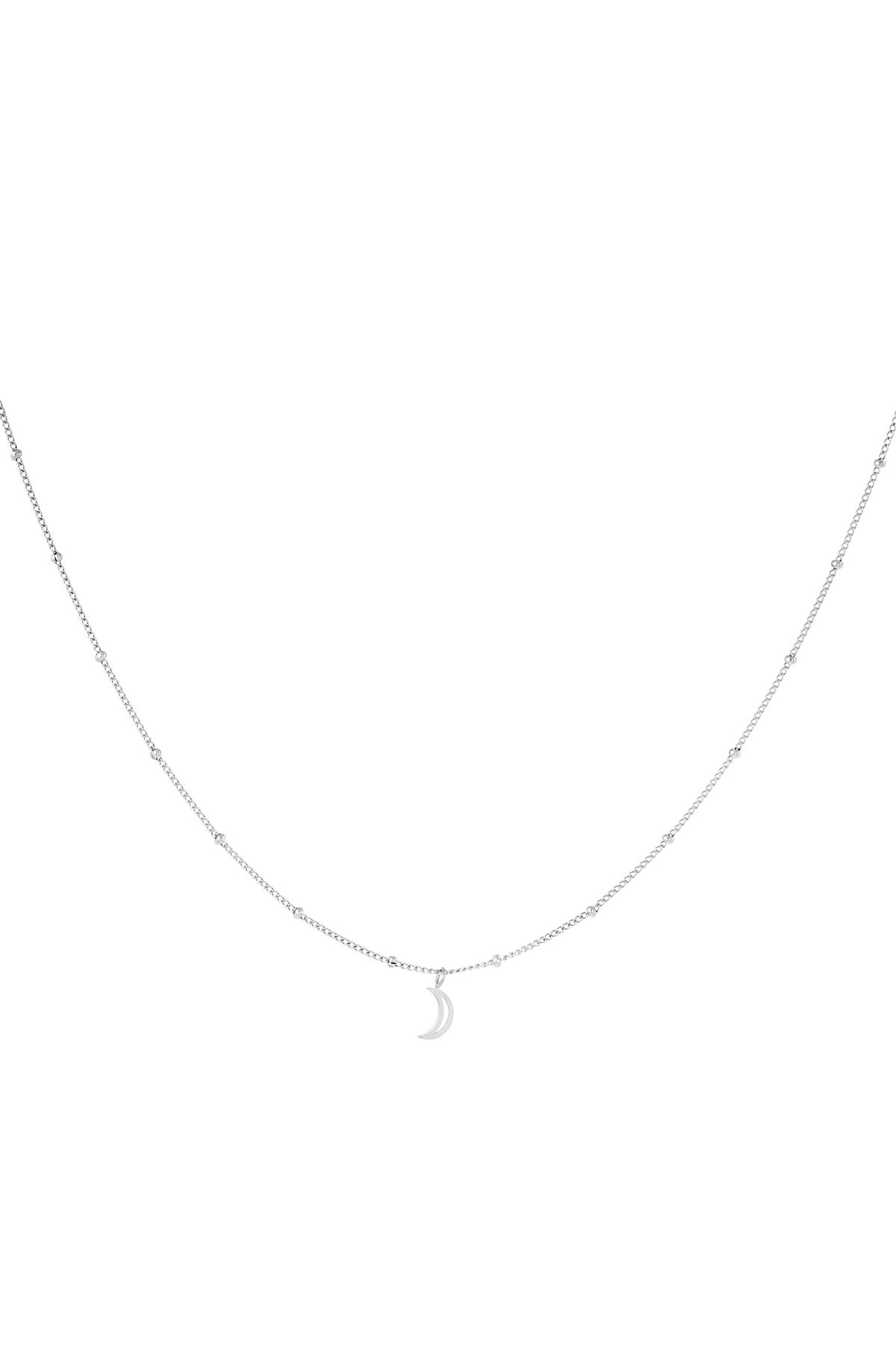 Minimalistic necklace open moon Silver Stainless Steel
