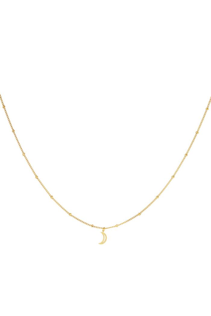 Minimalistic necklace open moon Gold Stainless Steel 