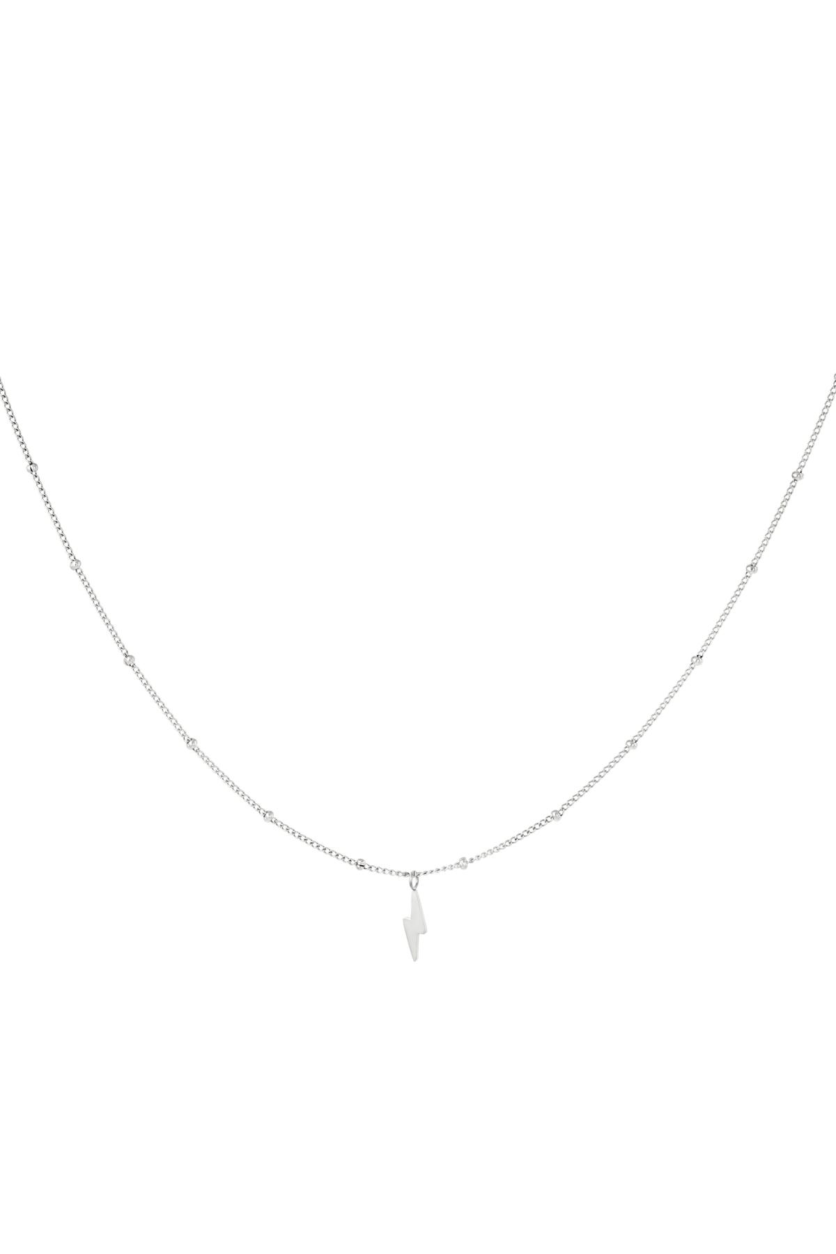 Necklace bolt of lightning Silver Color Stainless Steel