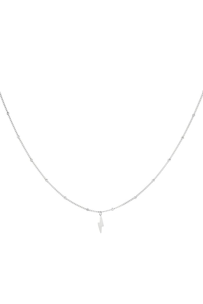 Necklace bolt of lightning Silver Stainless Steel 
