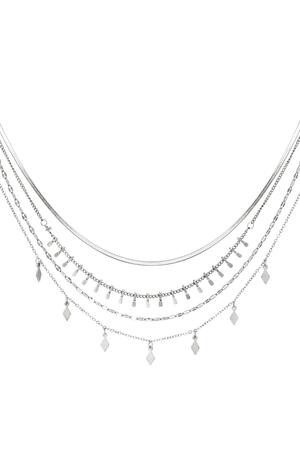 Mehrschichtige Halskette Silber Edelstahl h5 