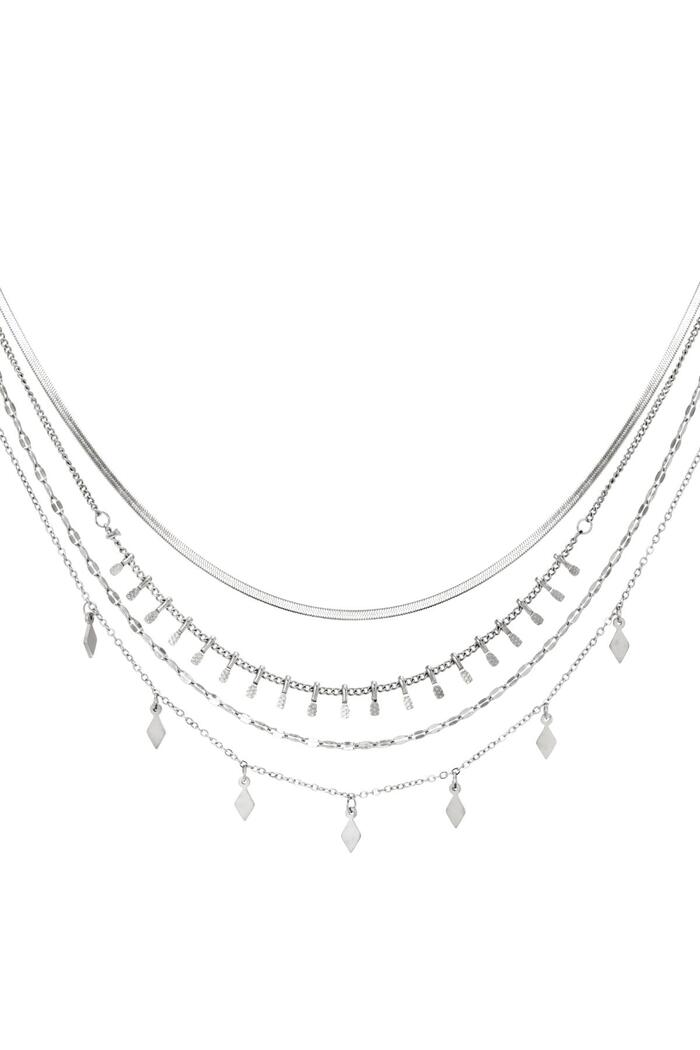 Mehrschichtige Halskette Silber Edelstahl 