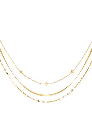Mehrschichtige Halskette Gold Edelstahl h5 