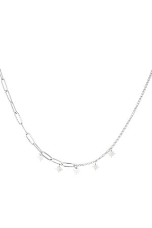 Stainless steel necklace stars Silver h5 