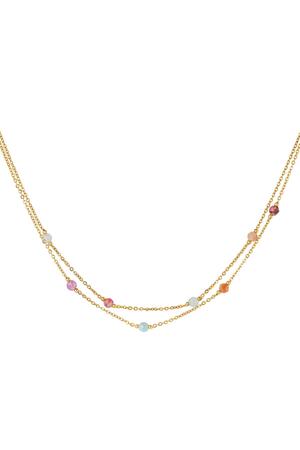 Double chained stainless steel necklace with stones Gold h5 