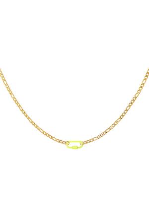 Necklace coloured lock Yellow Stainless Steel h5 