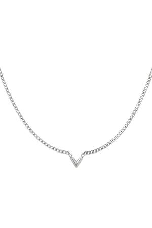 Stainless Steel Necklace Letter V Silver h5 