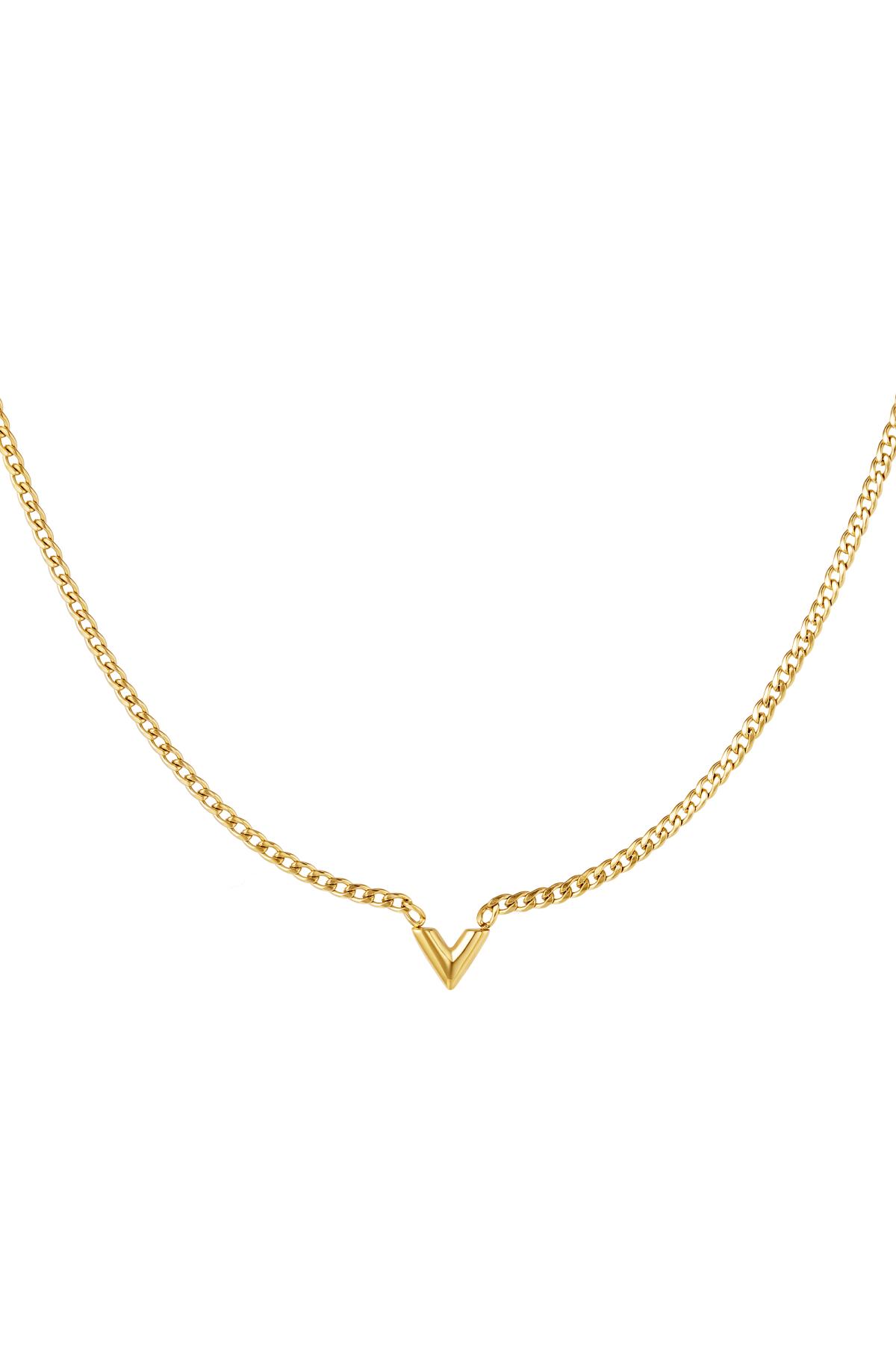 Stainless Steel Necklace Letter V Gold color 2