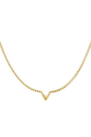 Stainless Steel Necklace Letter V Gold h5 