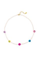 Multi / Necklace with beads and smiley faces Multi Stainless Steel 