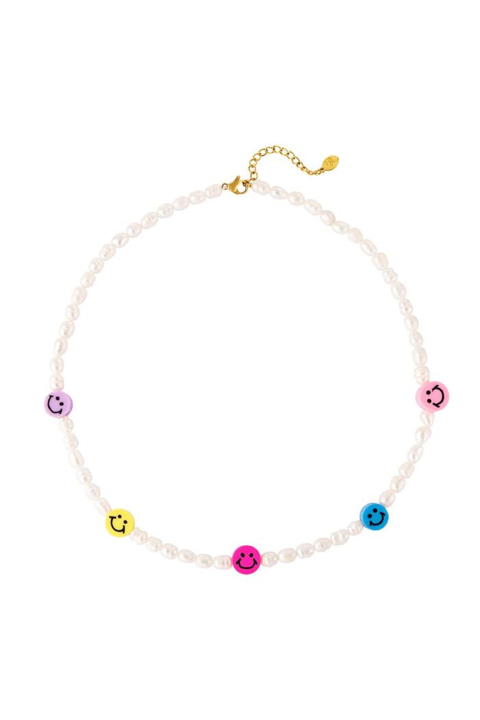 Necklace with beads and smiley faces Multi Stainless Steel 
