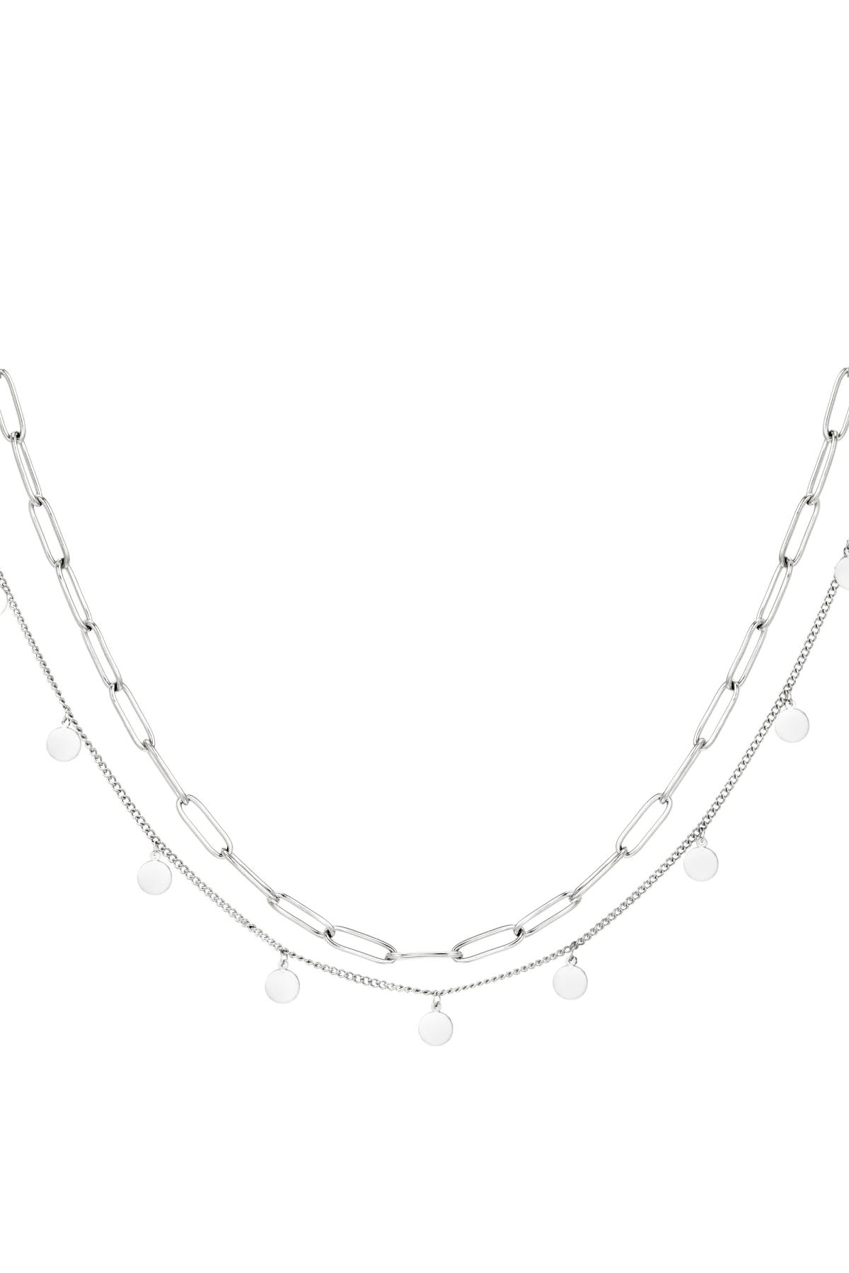Silver / Double stainless steel necklace Silver 
