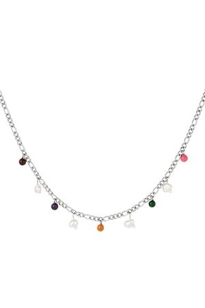 Halsketten mit farbigen Charms Silber Edelstahl h5 
