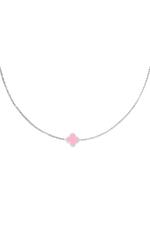 Pink & Silver / Necklace colored clover Pink & Silver Stainless Steel Picture2
