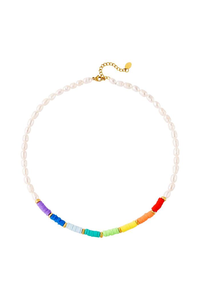 Necklace rainbow colors Multi Pearls 