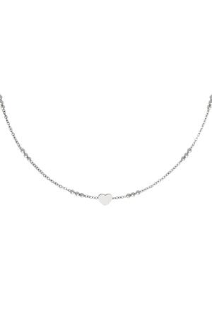 Stainless steel necklace heart Silver h5 
