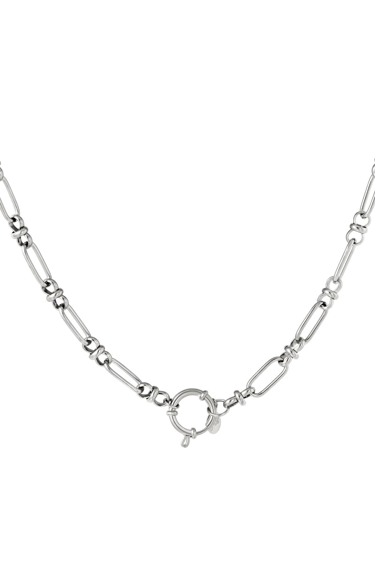 Round closure necklace Silver Stainless Steel h5 