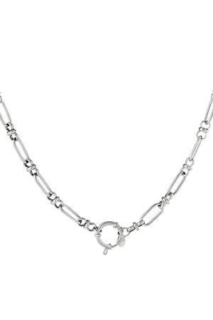 Halskette mit rundem Verschluss Silber Edelstahl h5 