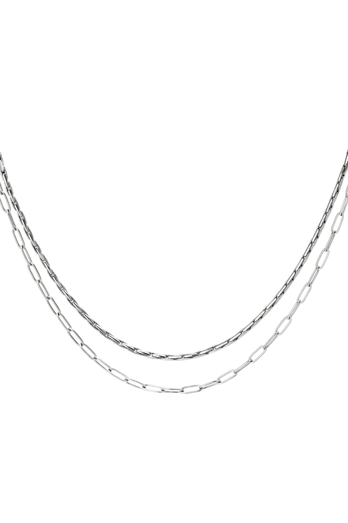 Double stainless steel necklace Silver color 2