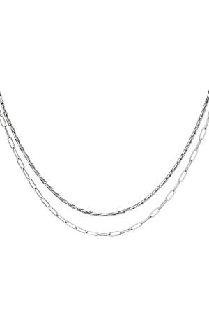 Double stainless steel necklace Silver h5 