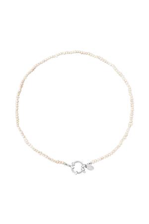 Halskette weiße Perlen Silber Edelstahl h5 