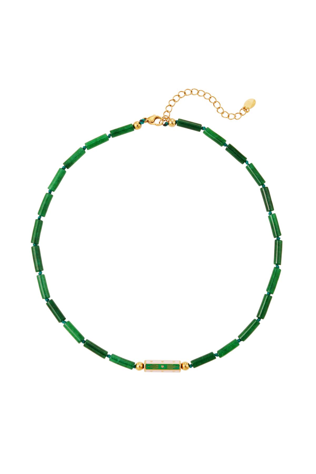 Collana perline piatte Green Stone h5 