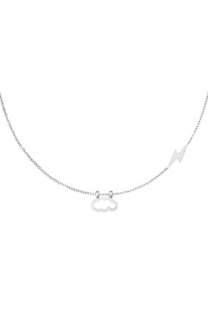 Necklace with Cloud and lightning Charm Silver Stainless Steel h5 