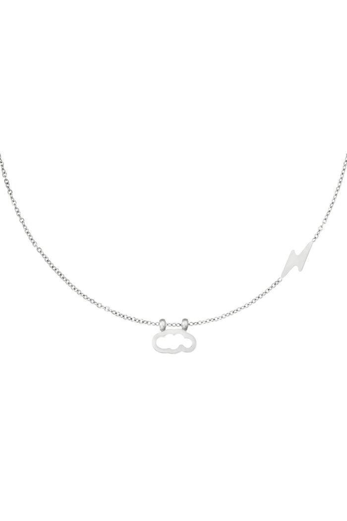 Necklace with Cloud and lightning Charm Silver Stainless Steel 