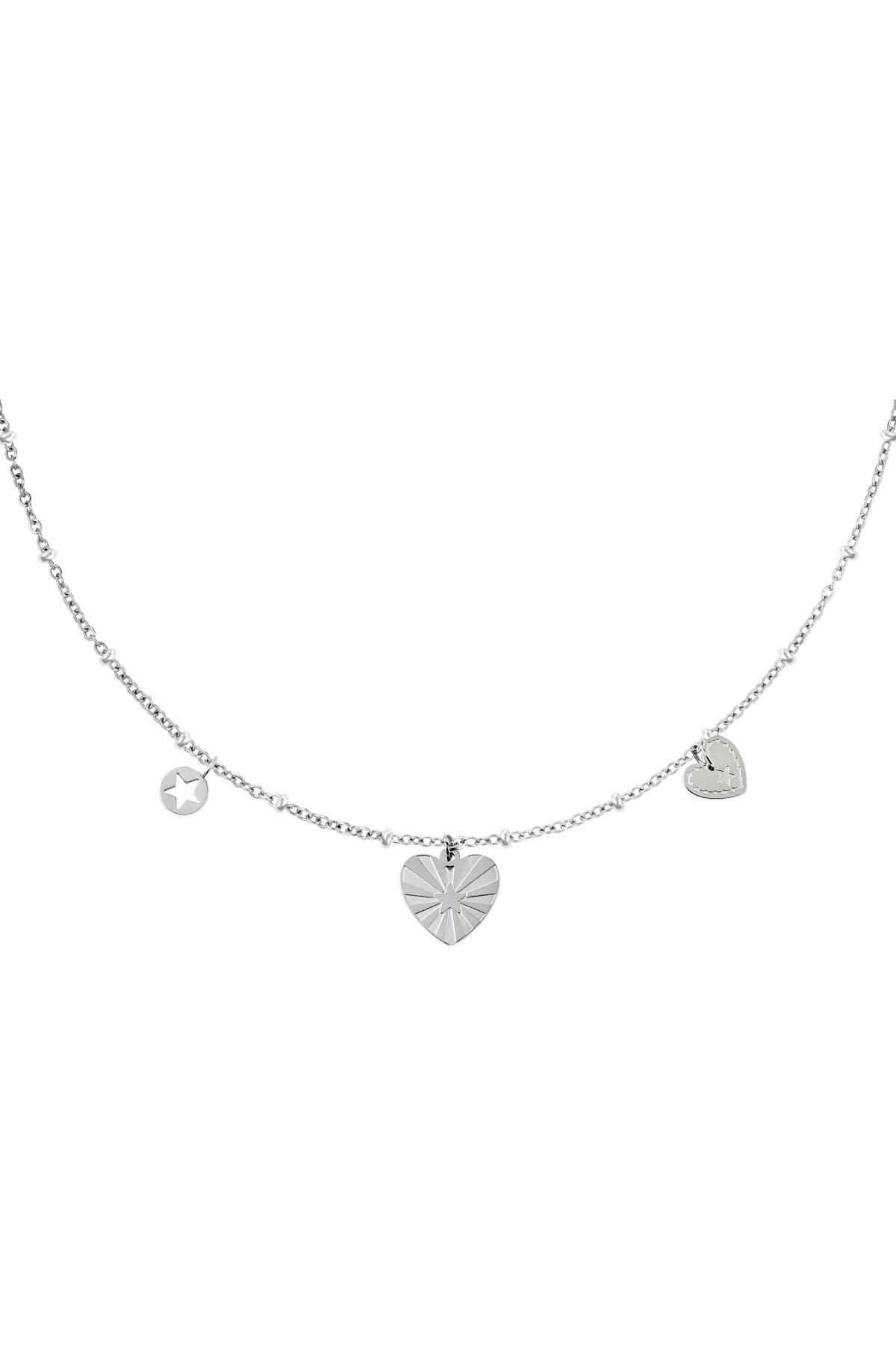 Stainless steel necklace hearts Silver color 2