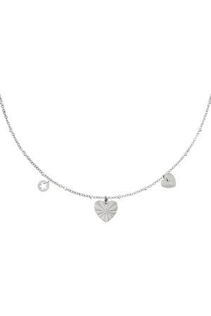 Stainless steel necklace hearts Silver h5 