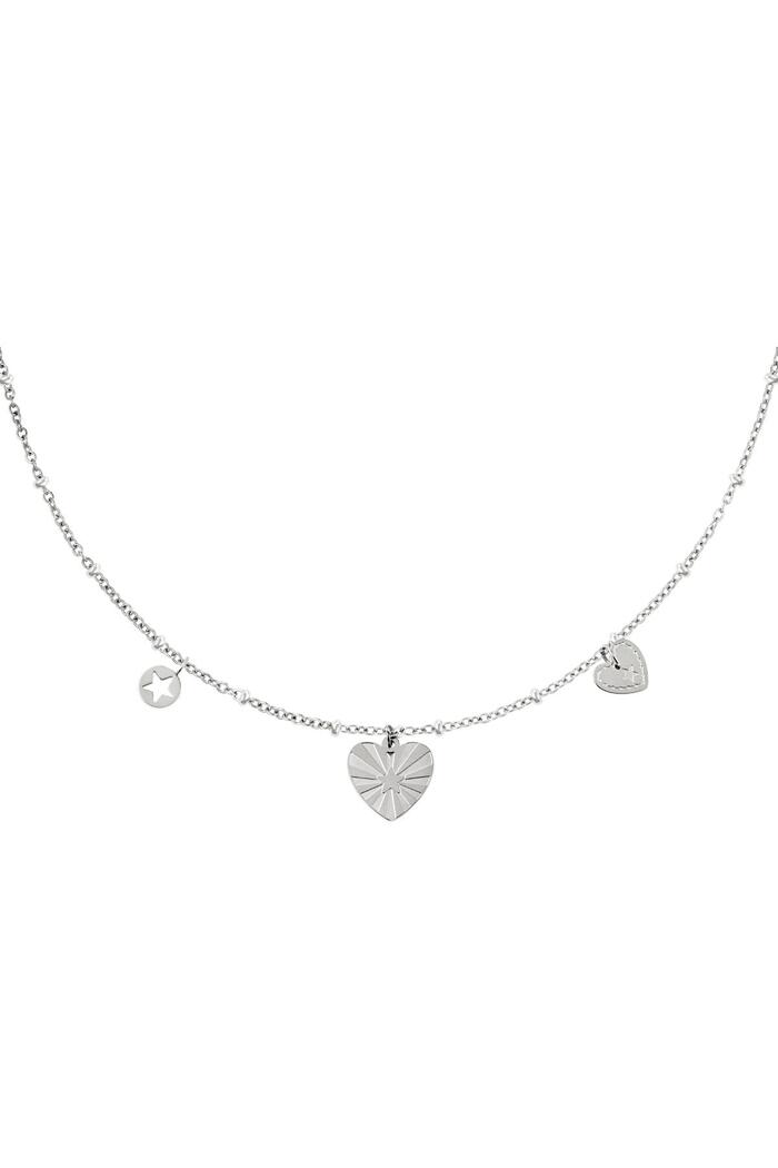 Stainless steel necklace hearts Silver 