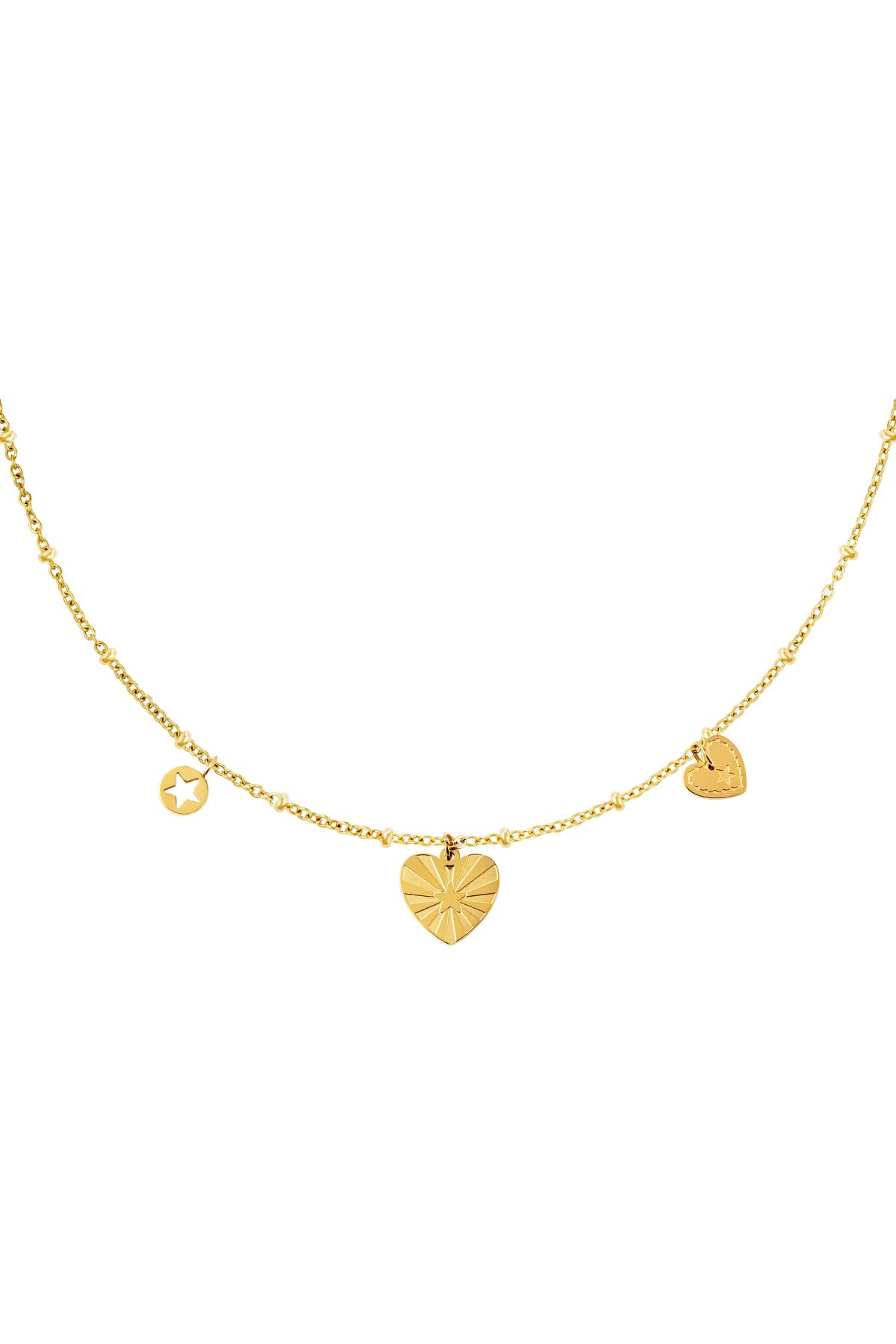 cuori di collana in acciaio inossidabile Gold Stainless Steel 2