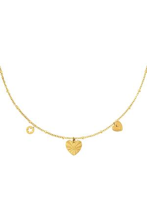 Stainless steel necklace hearts Gold h5 