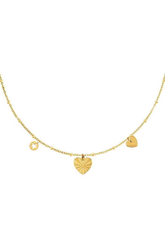 Stainless steel necklace hearts Gold 