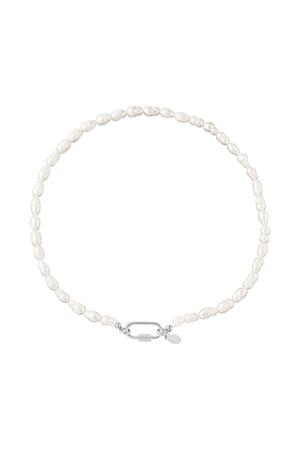 Perlenkette mit ovalem Verschluss Silber Perlmutt h5 