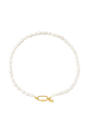 Perlenkette mit ovalem Verschluss Gold Perlmutt h5 