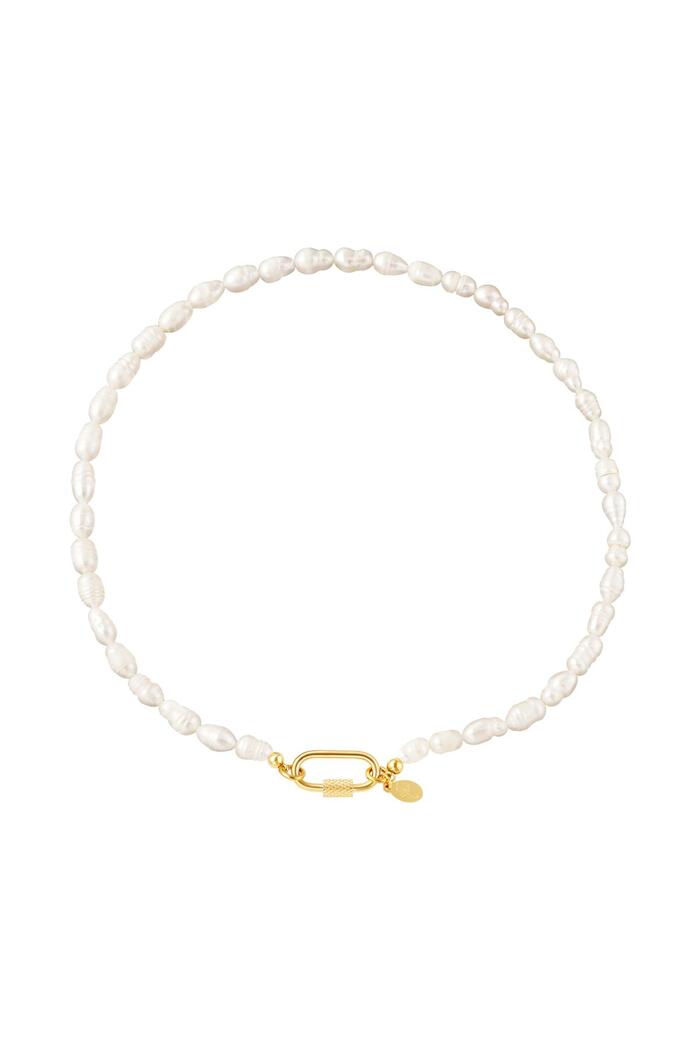 Perlenkette mit ovalem Verschluss Gold Perlmutt 