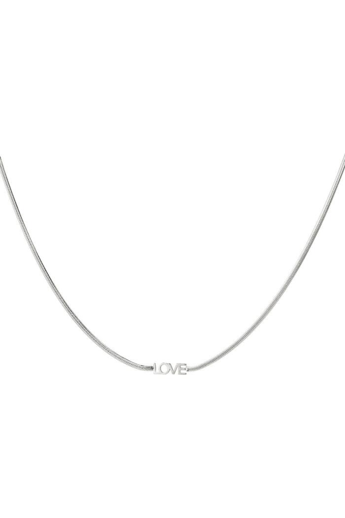 Necklace love letters Silver Stainless Steel 