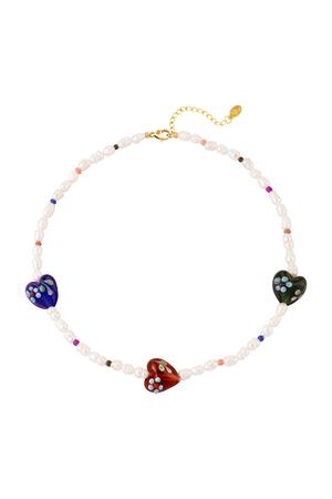 Halskette Herz aus Perlen Gold Edelstahl h5 