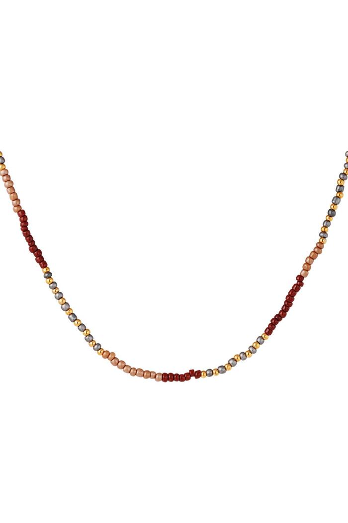 Necklace beads in a row Brown Stainless Steel 
