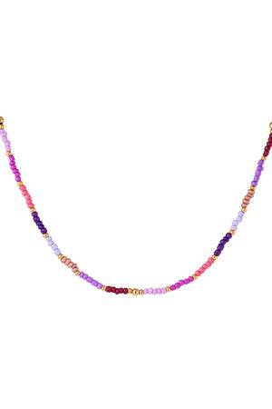Necklace beads in a row Purple Stainless Steel h5 
