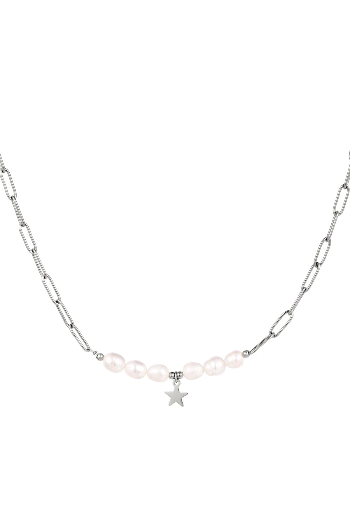 Perlenkette mit Stern Silber Edelstahl