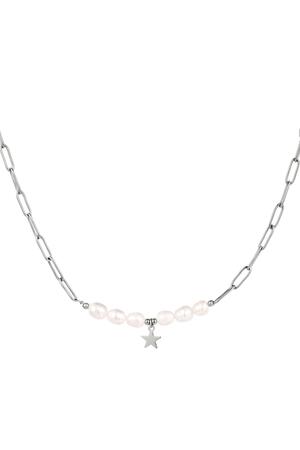Necklace pearls with a star Silver Stainless Steel h5 