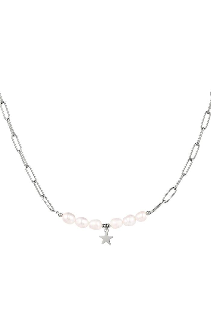 Necklace pearls with a star Silver Stainless Steel 