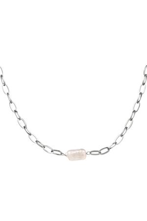 Necklace small chain with a pearl Silver Stainless Steel h5 
