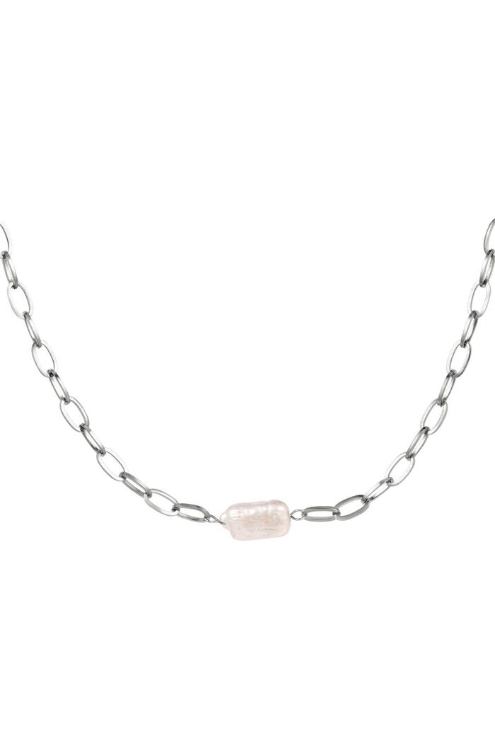 Necklace small chain with a pearl Silver Stainless Steel 