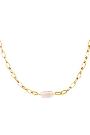 Necklace small chain with a pearl Gold Stainless Steel h5 