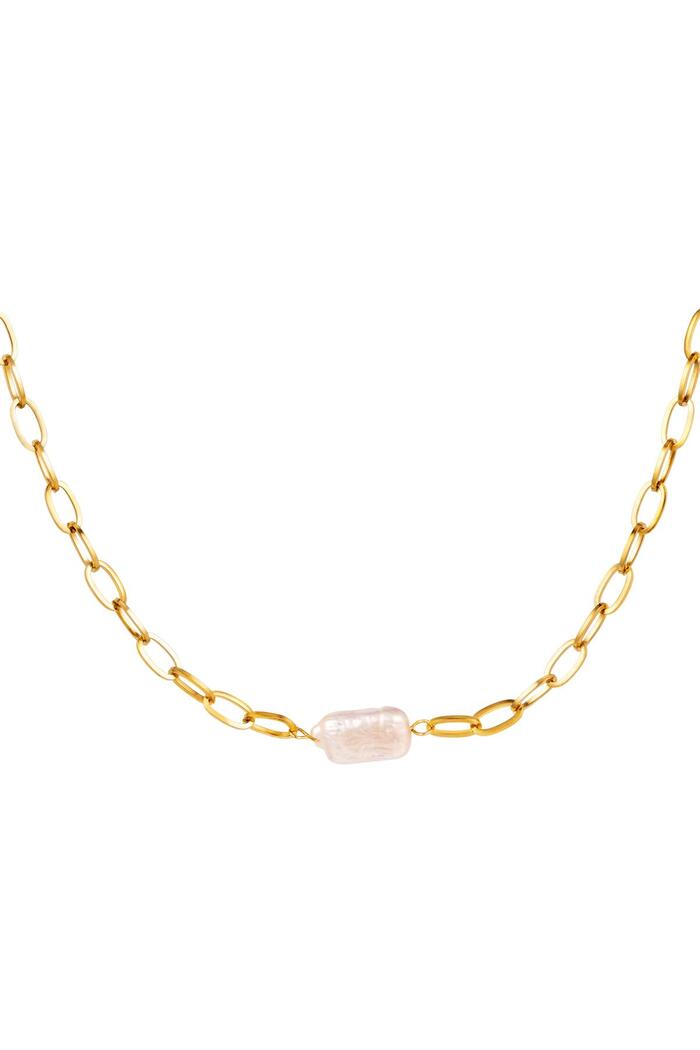 Necklace small chain with a pearl Gold Stainless Steel 