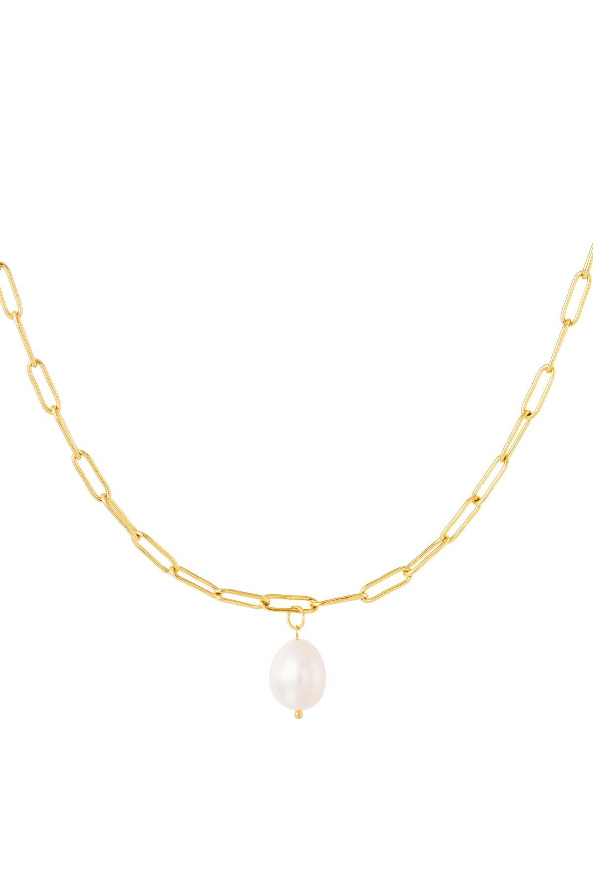 Chunky necklace with pearl Gold Color Stainless Steel 2